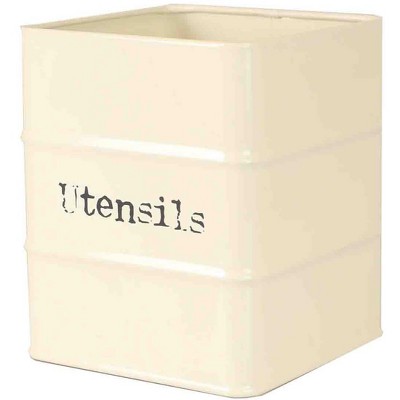 Home Basics Tin Utensil Holder, Ivory