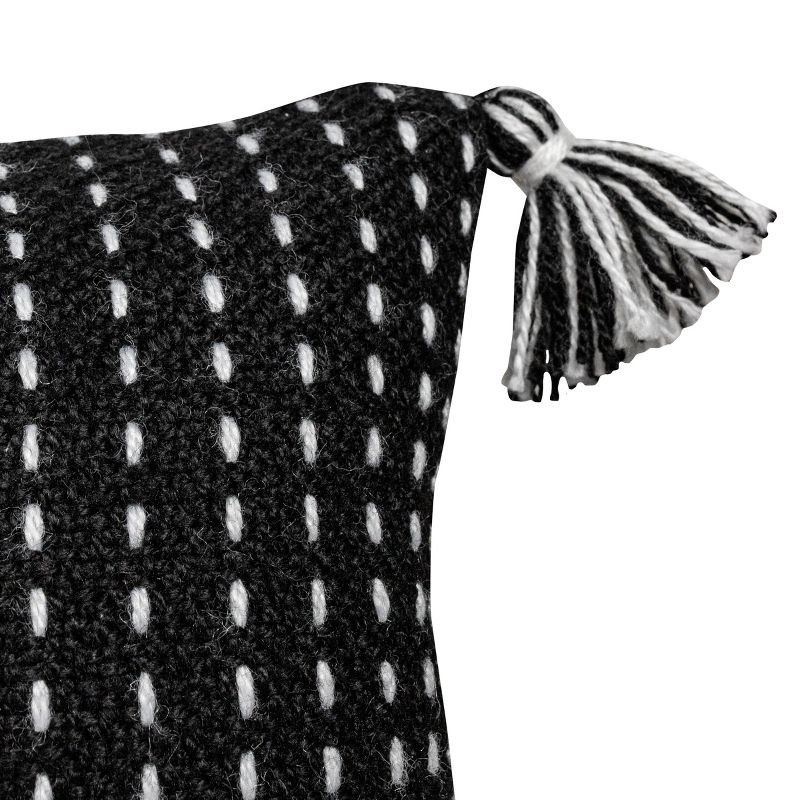 Black with White Tick Stripe 12X46 Hand Woven Filled Outdoor Pillow - Foreside Home & Garden, 5 of 8