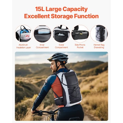 VEVOR Hydration Backpack, 15L Insulated Hydration Pack Backpack with 3L TPU Water Bladder, Hiking Water Backpack with Storage for Men Women, Black — фото 6