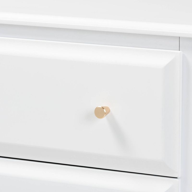 3 Drawer Naomi Wood Bedroom Chest White/Gold - Baxton Studio, 6 of 11