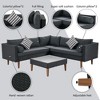 4-pieces Outdoor Wicker Sofa Set, Patio Furniture with Colorful Pillows, L-shape sofa set, Beige cushions and Brown Rattan - 3 of 4