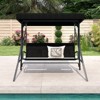 Tangkula 3-Person Porch Swing w/ Stand w/ Rattan Seat Back Metal Frame Adjustable Shade - 3 of 4