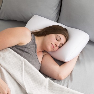 White Microbead Ergonomic Travel and Sleep Pillow