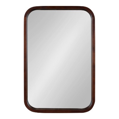 Hutton Rounded Rectangle Walnut Wood Bathroom Vanity Mirror 23" x 34.7"