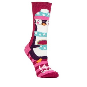 Women's Ellen Xmas ULTRA LITE® Penguin Crew Socks | Size Women's 5-9 - Red/pink - 1 of 1