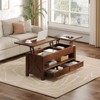 Greenstell Lift Top Coffee Table with Storage Drawers & Hidden Compartment, Multifunctional Living Room Table with Adjustable Height & Shelf - 3 of 4
