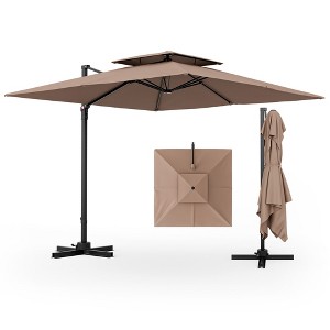 Tangkula Patio 9.5FT Square Cantilever Offset Umbrella Double Vented 360° Heavy Duty - 1 of 4