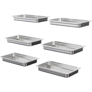 Commercial Grade 6-Pack Stainless Steel Pans, 2.5-Inch Deep Steam Table Pans for Catering and Buffets, Kitchen Food Containers - 1 of 4