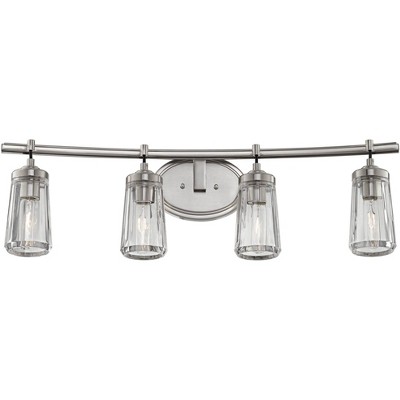 Minka Lavery Industrial Wall Light Brushed Nickel Hardwired 32" 4-Light Fixture Clear Tapered Glass for Bathroom Living Room