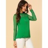 INSPIRE CHIC Women's Elegant Lace Sleeve Scalloped Trim Summer Casual Chiffon Blouse - 2 of 4