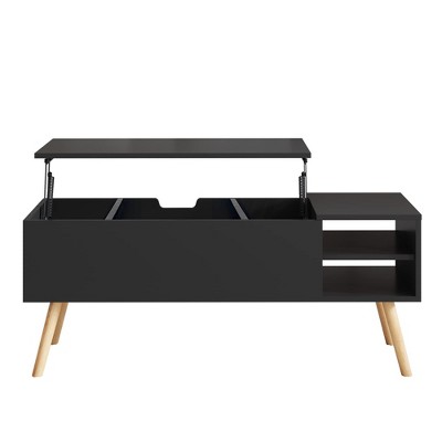 GustoWave Lift Top Coffee Table Center Table with Hidden Compartment, Adjustable Storage Shelf Lift Tabletop Dining Table, Antique Black