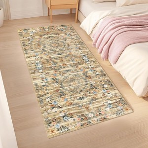 Acekool Washable Area Rug, Modern Floral Non-Slip Stain Resistant Low-Pile Carpet for Living Room Bedroom, Easy Care - 1 of 4