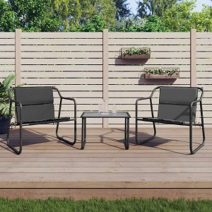 vidaXL 3 Piece Patio Lounge Set with Cushions Anthracite Steel - 1 of 4
