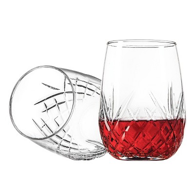 Dublin Collection Clear Crystal Stemless Wine Glasses Set of 4