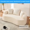 Mjkone Minimalist Curved Loveseat Sofa Couch,Chenille Upholstered 2-Seater Sofa with 3 Pillows,No Assembly Required - 3 of 4