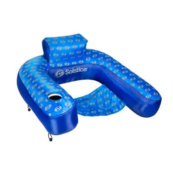 Pool Central 39" Inflatable Blue Swirl Pattern Loop Swimming Pool Lounger Chair