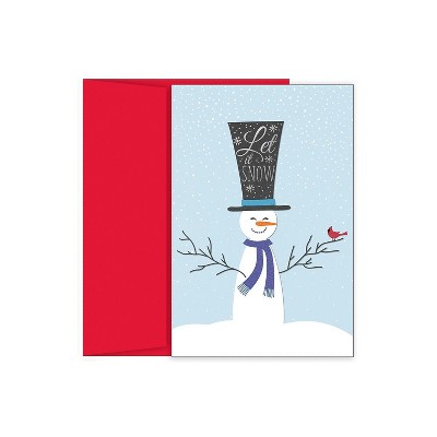 JAM Paper Christmas Cards & Matching Envelopes Set 7 6/7x5 5/8 Top Hat Snowman 526941200