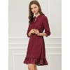 Allegra K Women's Solid Ruffle Hem 3/4 Sleeve A-Line Smocked Short Chiffon Dress - 4 of 4