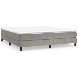 vidaXL Bed Frame Platform Bed Mattress Foundation Bedroom Furniture Velvet - Light Gray California King - 1 of 4
