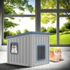 SEVOBAL Pet Crates and Houses Slanted Roof Pet House Two Entry Doors Rain Protection Simple Setup for Indoor Outdoor Use, Blue, 24.65"*21.5"*22.21" - 2 of 4