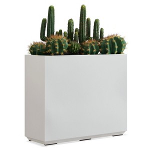 Wallowa Weather Resistant Metallic Heavy Duty Planter Box with Removable Shelf and Drainage Holes White - 1 of 4