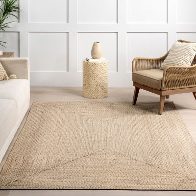 Tan Oval 4' x 6' Braided Synthetic Indoor/Outdoor Rug