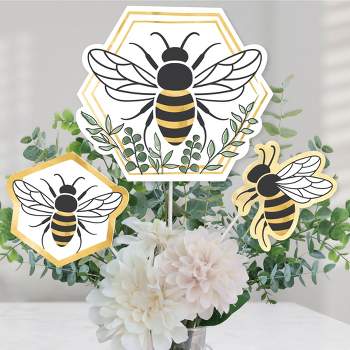 Big Dot of Happiness Little Bumblebee - Table Decorations - Bee Baby Shower or Birthday Party Fold and Flare Centerpieces - 10 Count