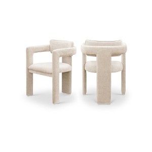 Meridian Furniture,Brenda Beige Chenille Fabric Dining Chair, Set of 2 - 1 of 4