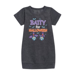 - Dr. Seuss - Batty For Halloween Thing 1 and Thing 2 Graphic Short Sleeve Fleece Dress - 1 of 4