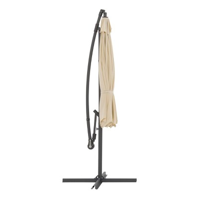 Warm White 9.5' Steel Frame Offset Tilting Patio Umbrella