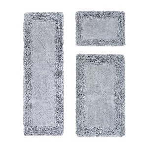 Shaggy Border Collection 3-Piece Bath Rug Set 100% Cotton Tufted Weave Ruffle Border Pattern Bathroom Rug for Machine Washable Bathmat - 1 of 4