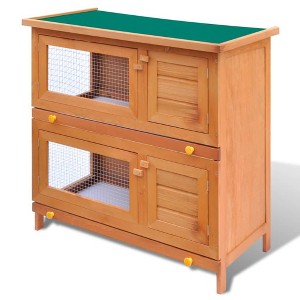 vidaXL Outdoor Rabbit Hutch Small Pet Cage 4 Door Wood - 1 of 4