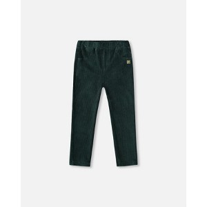 Deux par Deux Girl Stretch Velour Rib Treggings Dark Green - 1 of 4
