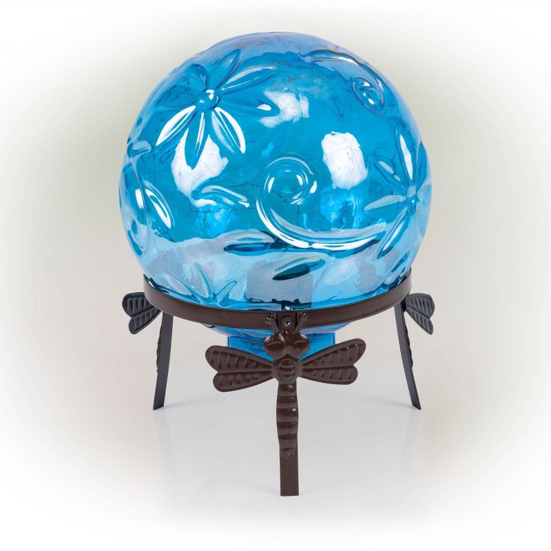 13&#34; Glass Globe D&#233;cor with LED Light Blue - Alpine Corporation, 4 of 12