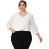 Agnes Orinda Women's Plus Size Spring Elegant Lace Sleeve Button Down Blouses - 3 of 4