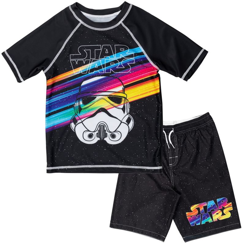 Star Wars Stormtrooper Darth Vader Rash Guard and Swim Trunks Outfit Set Little Kid to Big Kid, 1 of 10