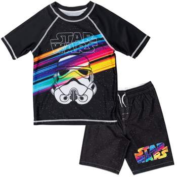 Star Wars Stormtrooper Darth Vader Rash Guard and Swim Trunks Outfit Set Little Kid to Big Kid