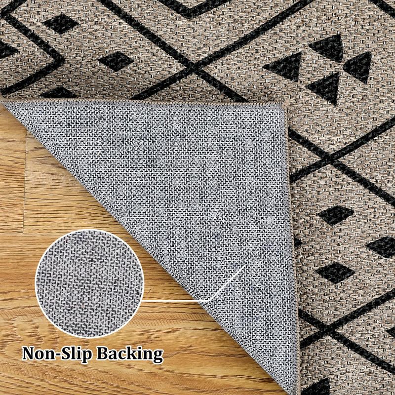 Modern Geometric Area Rug Easy Jute Rug Washable Front Area Rug Non Slip Floor Carpet Washable Kitchen Mat Contemporary Dining Room Rug, 5 of 9