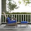 Maggift Patio Seating Set of 2, Outdoor Rattan Chair Armrest Sofa with Footstool with Cushion for Garden, Balcony, Blue, 25.25" * 32.25" * 35" - 2 of 4