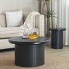 Lyngins Modern Industrial Round Coffee Table Set with Fluted Legs, Dual-Table Design, Minimalist Black, Stylish Accent Table, Living Room Center Table - 3 of 4