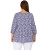 Agnes Orinda Women's Plus Size Floral Retro Keyhole Neck Lantern Summer Babydoll Blouses - 4 of 4