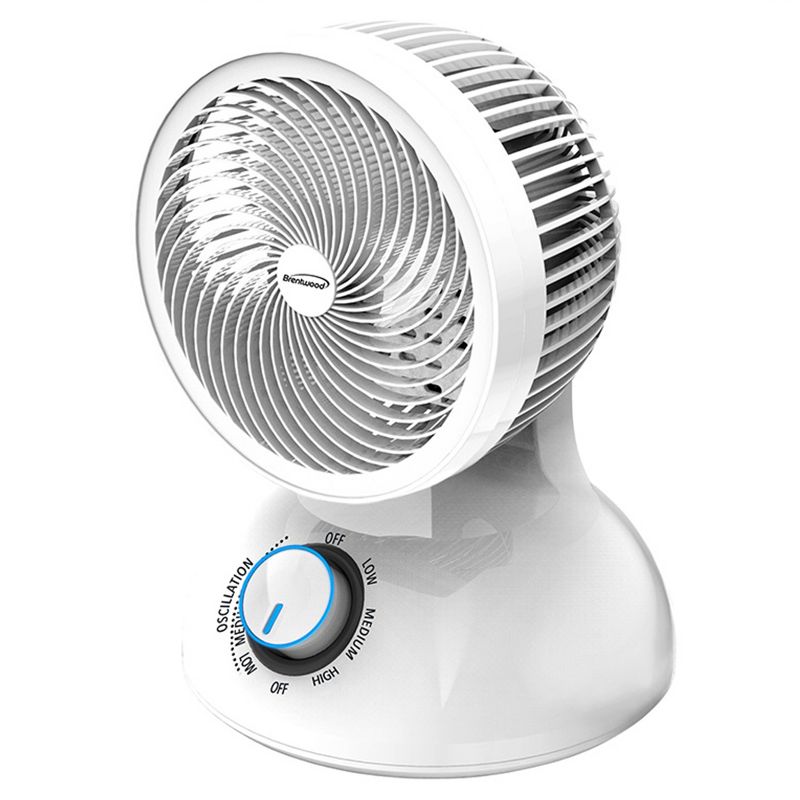 Brentwood 6 Inch Three Speed Oscllating Circulator Desktop Fan with Timer and Remote Control in White, 1 of 6
