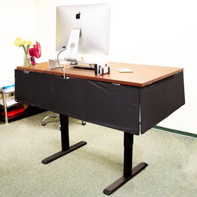Black Fabric Under Desk Privacy Panel with Organizer Pockets