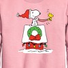 Boys' - Peanuts - Snoopy & Woodstock House Sleigh Graphic Long Sleeve Fleece Sweatshirt - 2 of 4