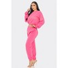 Slickblue Women's Terry Mesh Set, Rhinestone Detail Top & Bottom, Elastic Waistband, Casual Loungewear, Pink, Size S-L - 4 of 4