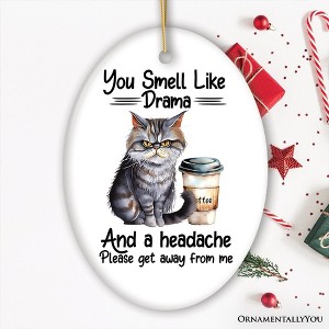 You Smell Like Drama Quirky Cat Ornament, Cute and Funny Christmas Gift| OrnamentallyYou - 1 of 4