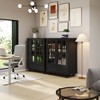 Angel Sar Small Display Cabinet with Glass Doors and Drawer, Curio Cabinet for Dining Room, Living Room, or Entryway, Black - 2 of 4