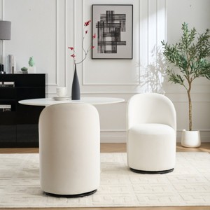 Set of 2 Velvet Upholstered Swivel Barrel Chairs,Round Boucle Armless Chairs,360° Swivel Accent Chair for Dining Room, Kitchen-Cuddlewood - 1 of 4