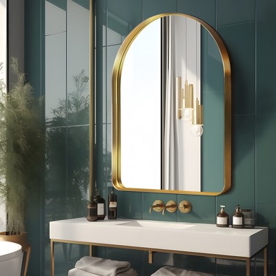 Neutypechic Modern Arched Metal Framed Wall Mounted Mirror Bathroom ...