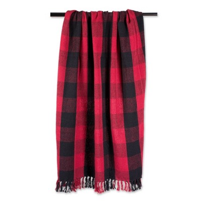 Tango Red and Black Buffalo Check Cotton Throw Blanket